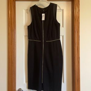 Ann Taylor shift dress with leather and gold zip accent